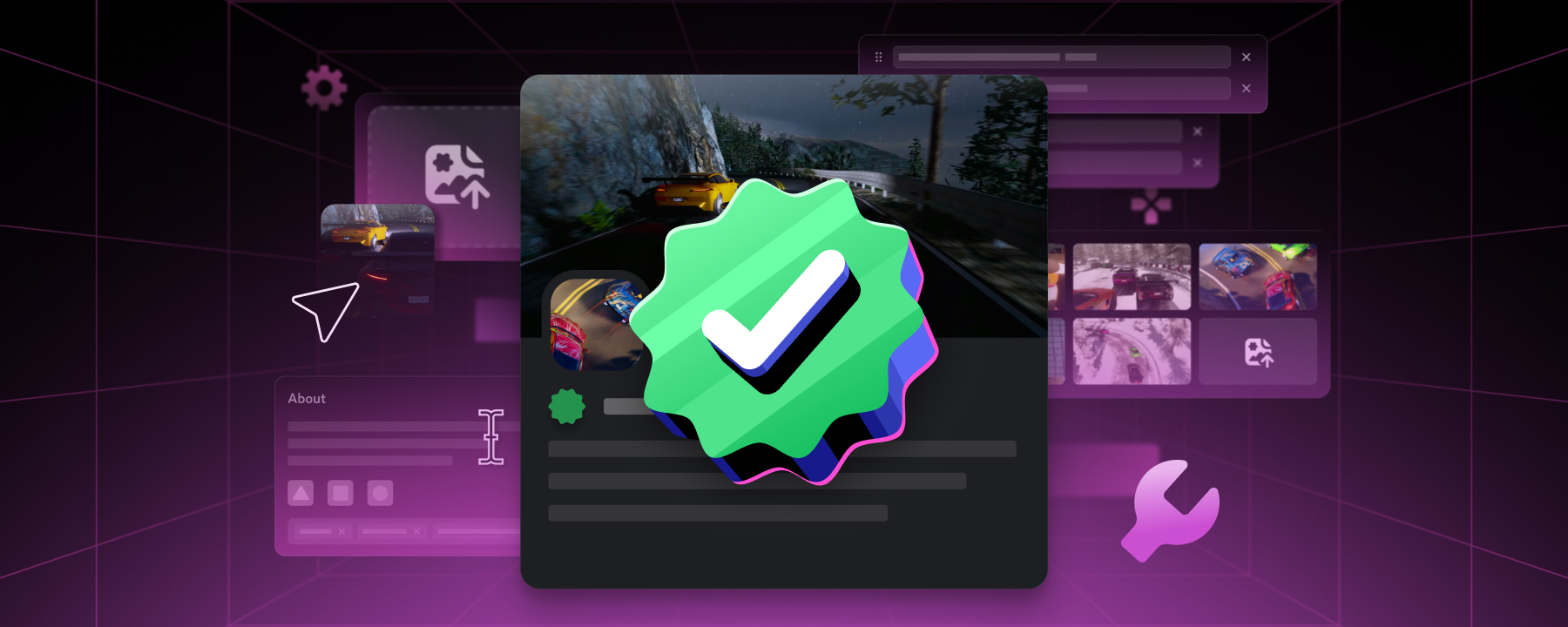 A green Verified checkmark in front of a stylized Discord user interface.